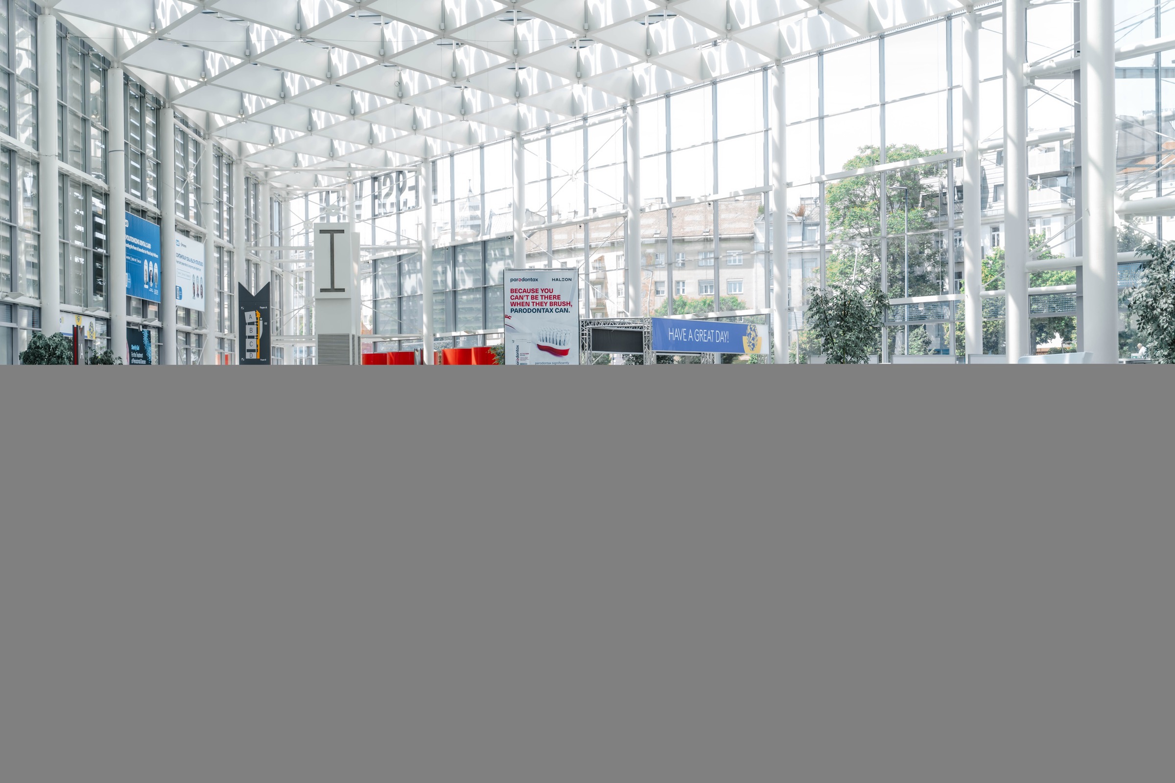 Attendees at an event in Foyer A of Vienna's Congress Center Messe Wien (VIECON), the venue for APOkongress Wien
