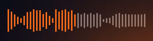 Orange and gray soundwave bars on a dark background representing audio levels.