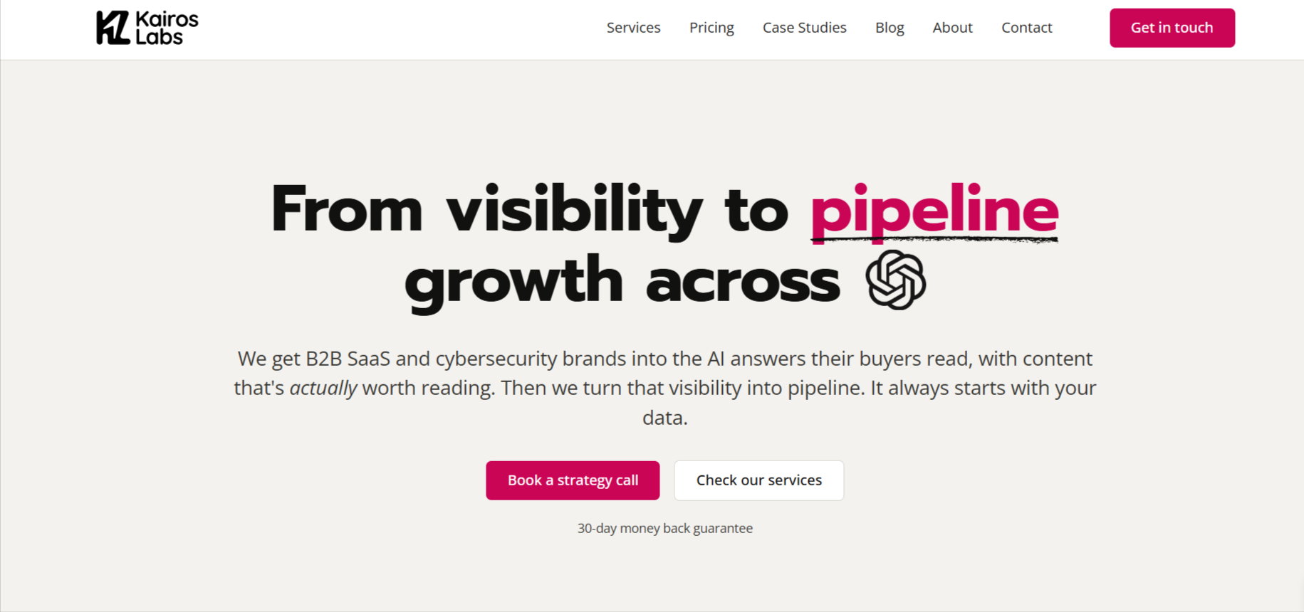 Kairos Labs' homepage