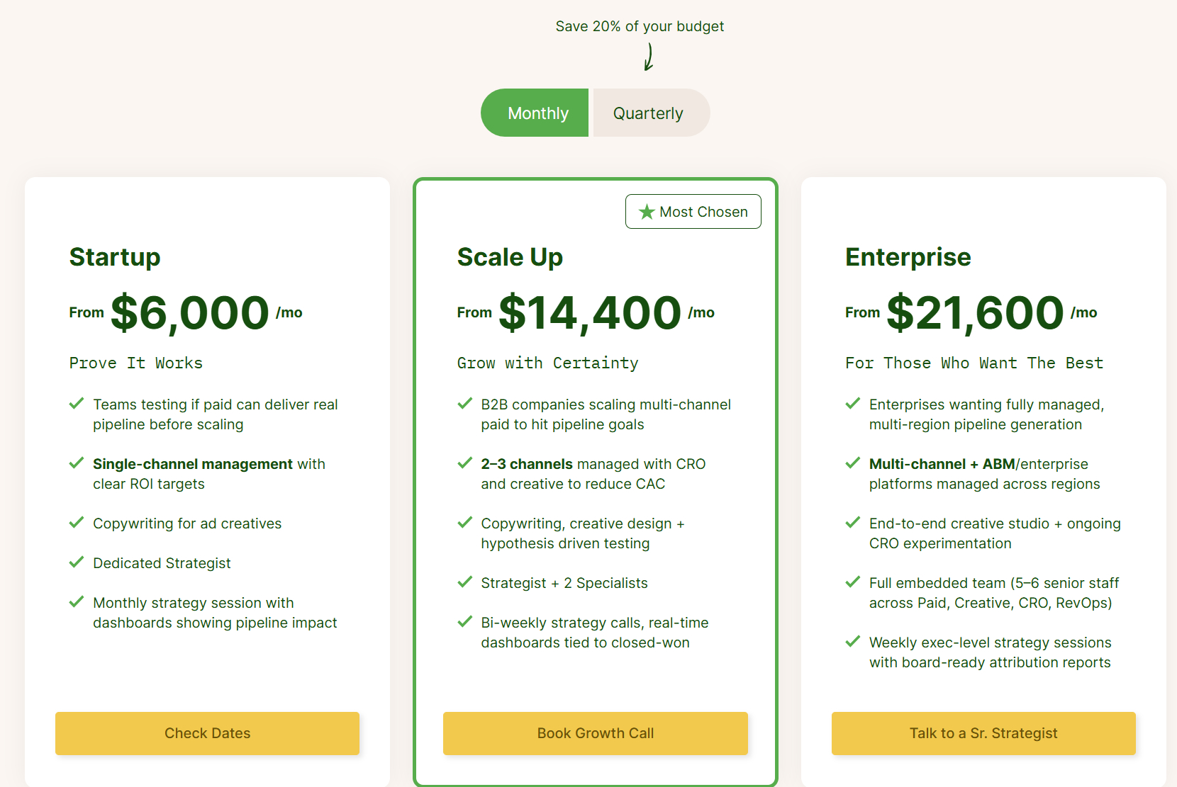 Powered by Search pricing breakdown