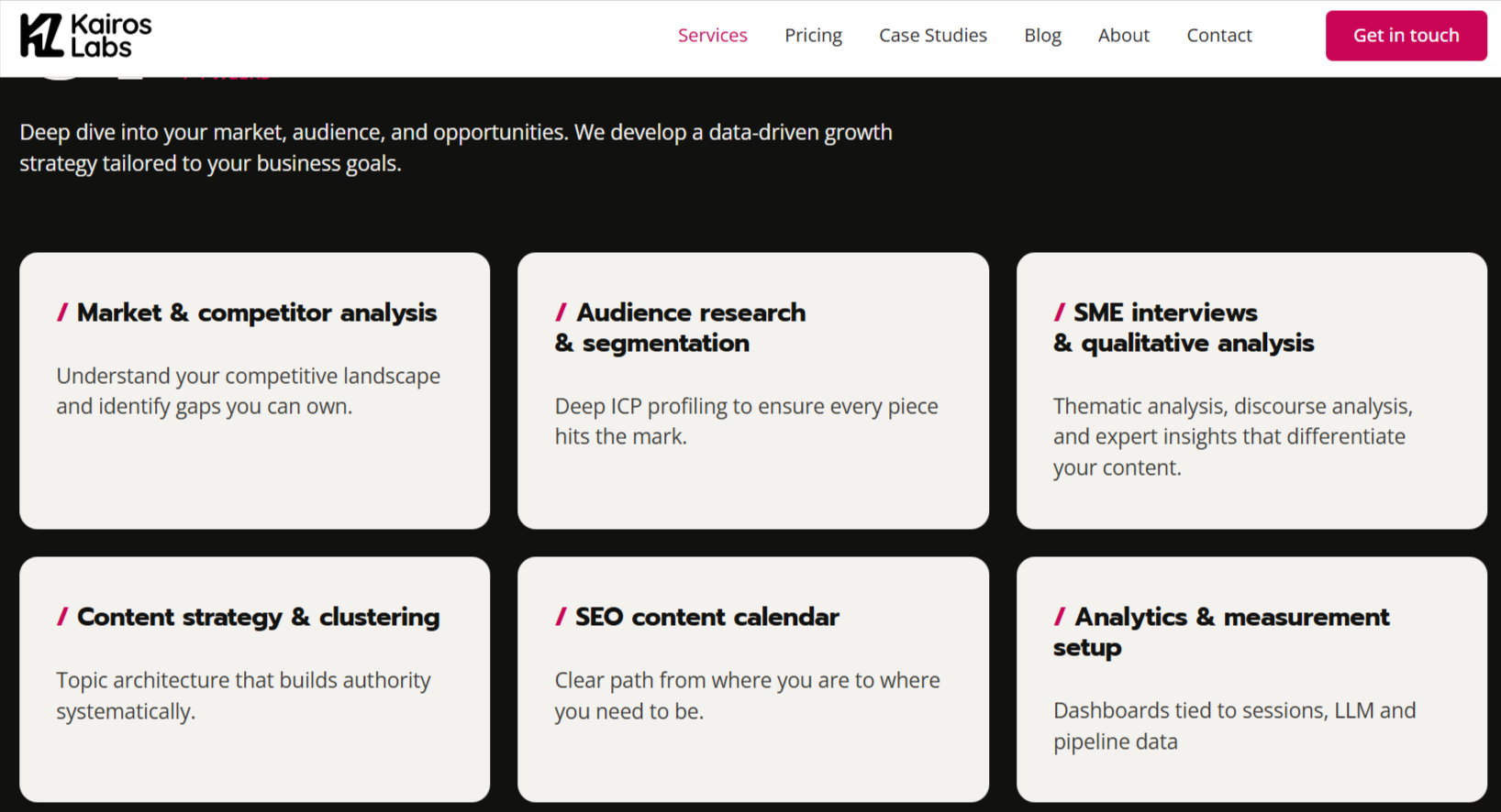 Kairos Labs' strategy creation process
