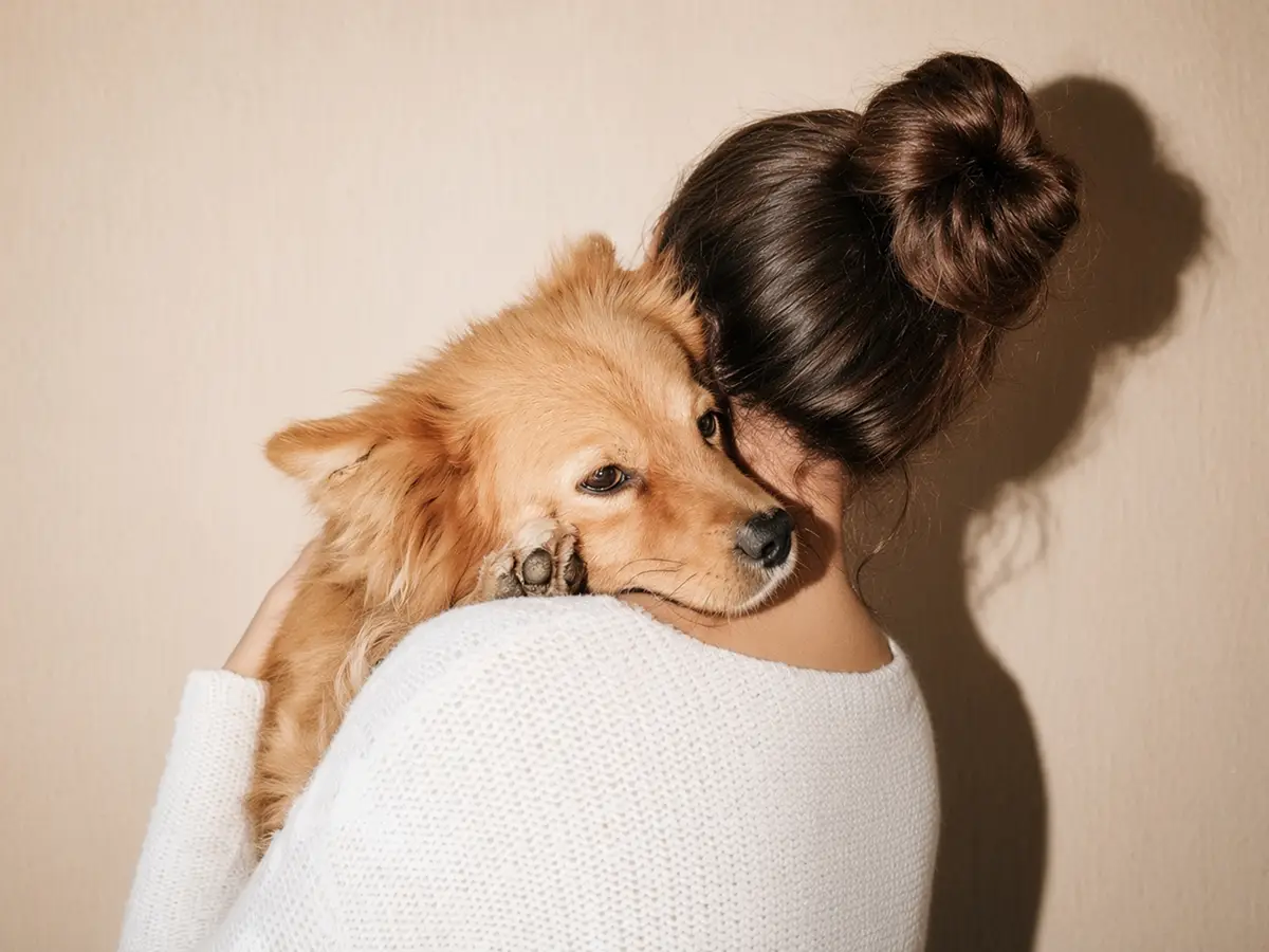 Pet sitter holding a dog