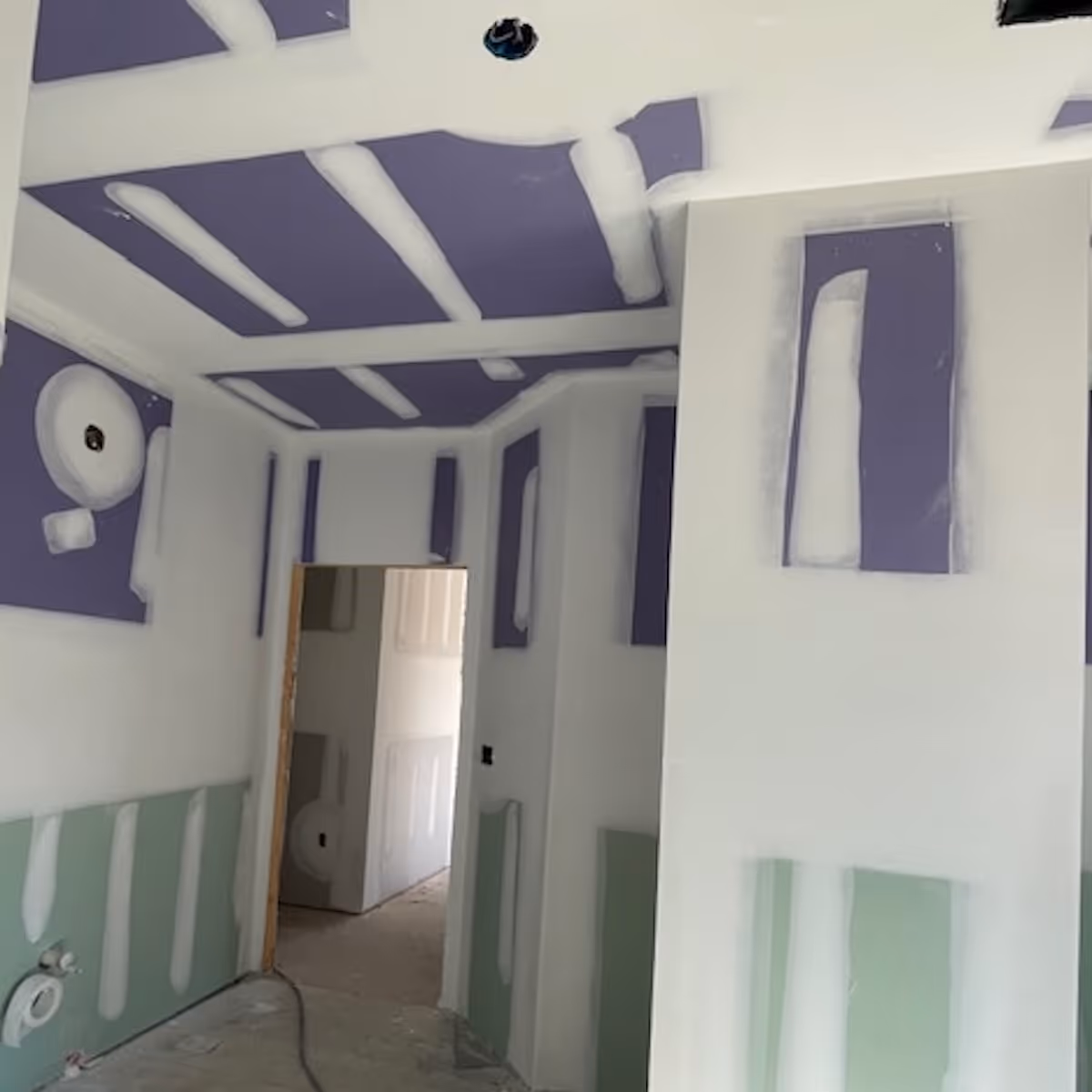 Interior drywall installation with clean, seamless finish

