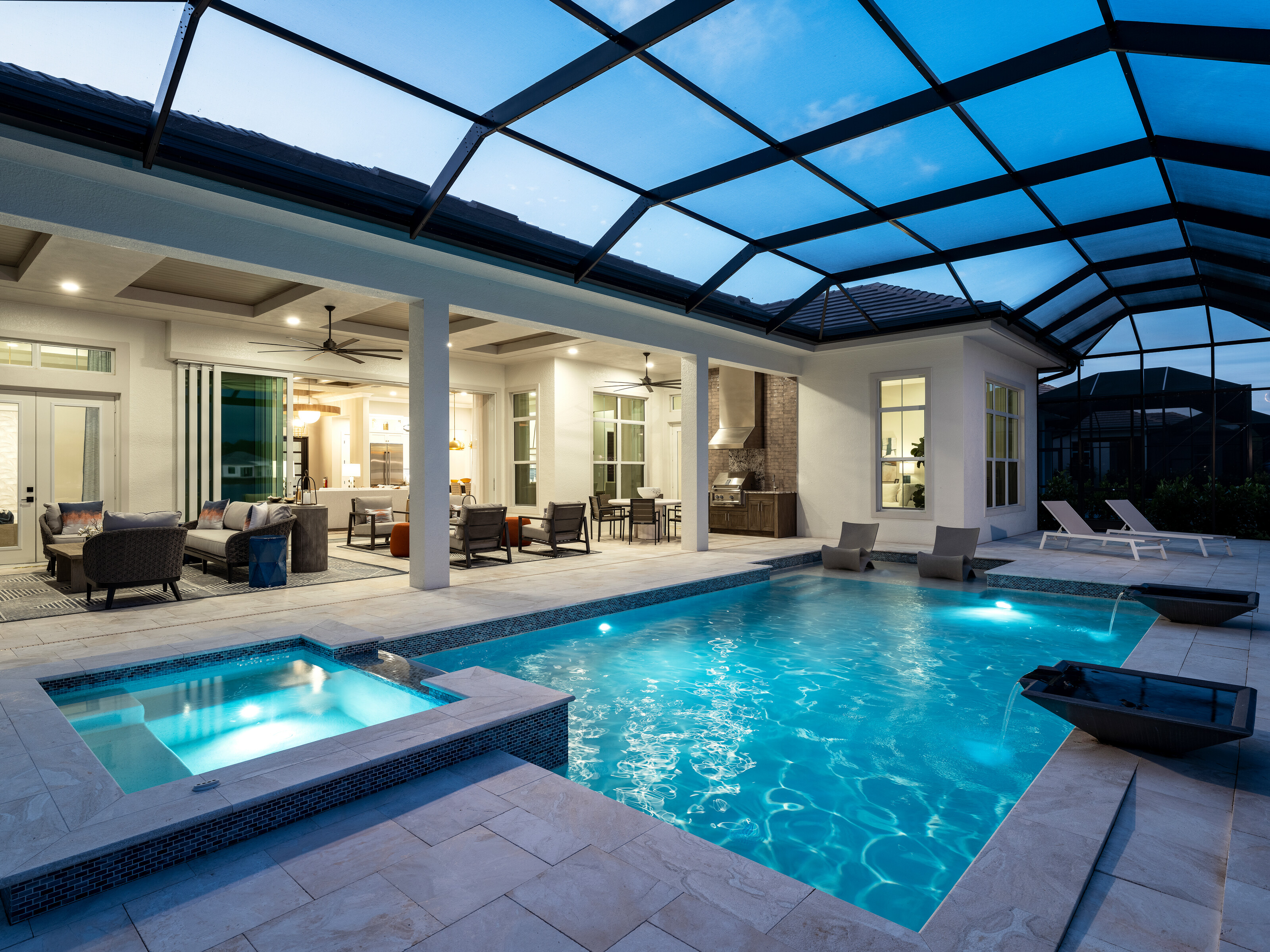 Moonflower arched lanai pool