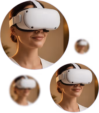 A group of people wearing VR headsets