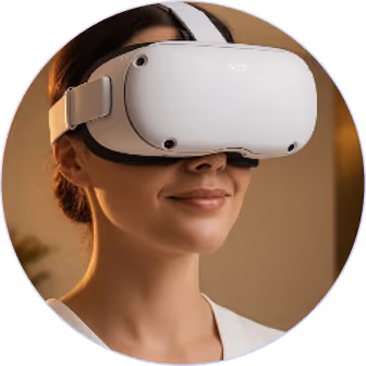 Photo of a person wearing a VR headset