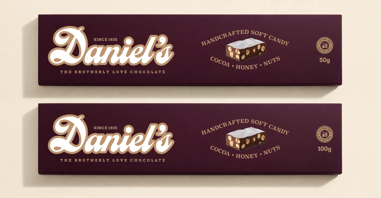 daniele's chocolate in 50g and 100g boxes