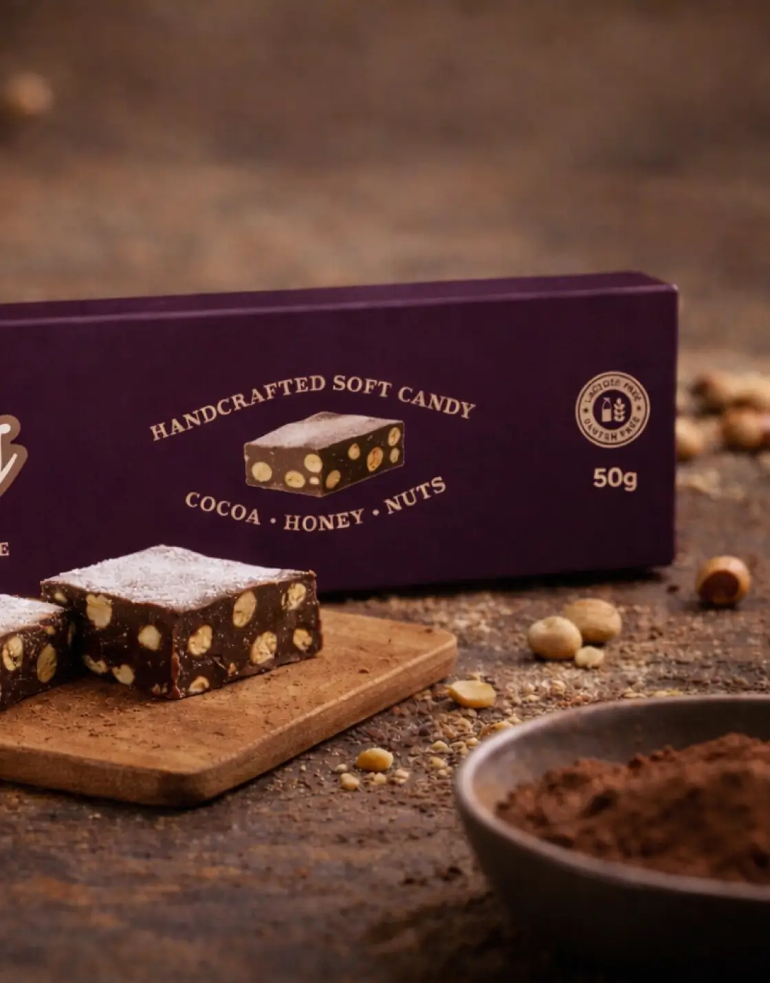 A pack of Daniele's Soft Chocolate on a table surrounded by ingredients