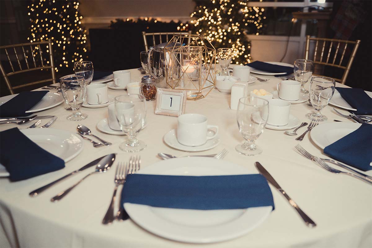 place setting on table at holiday gathering