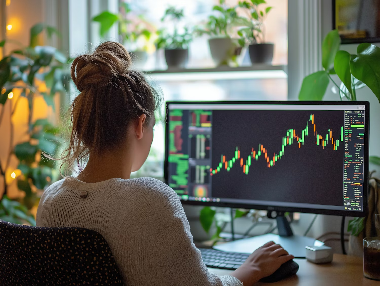 Analyst monitoring growth charts on a screen, symbolizing a data-driven approach to healthcare operational excellence.