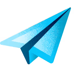 Illustration of a blue paper airplane icon viewed from the side in flight.