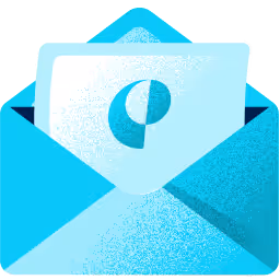 Illustration of an open blue envelope with a white letter featuring Pangea logo.