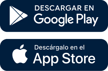 Illustrative buttons to download apps from Google Play and Apple App Store in Spanish.