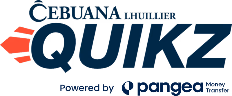 Cebuana Lhuillier QUIKZ logo, Powered by Pangea Money Transfer.