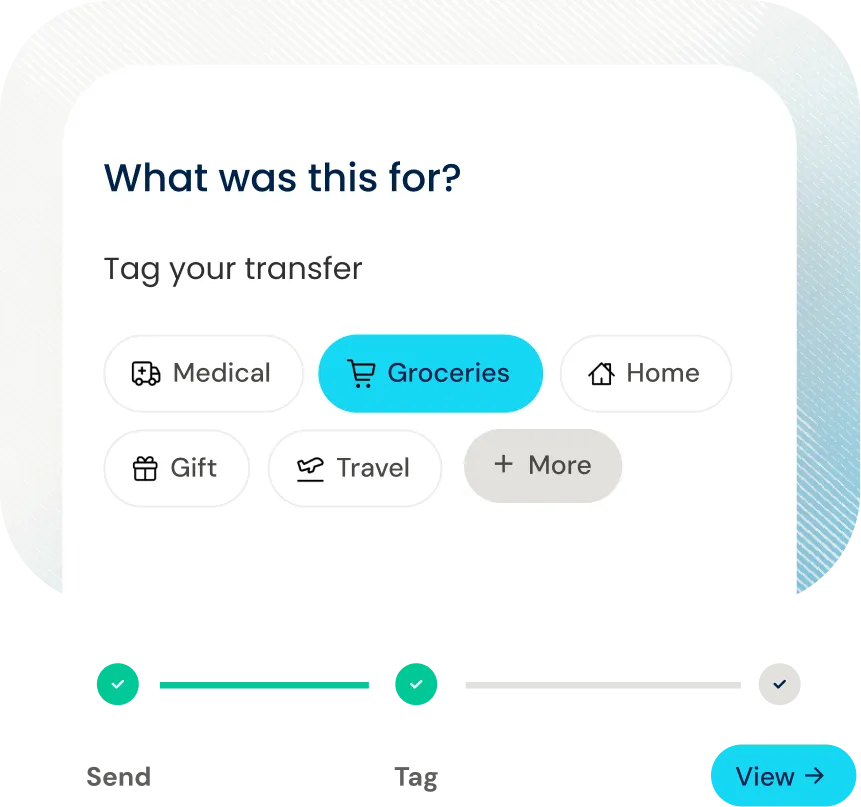 Tagging a transfer and setting a goal