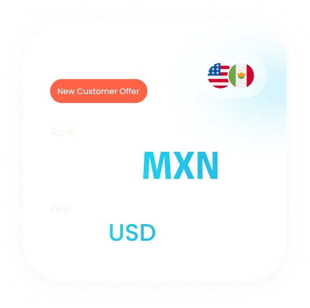 Transfer card showing a new customer rate and zero fee