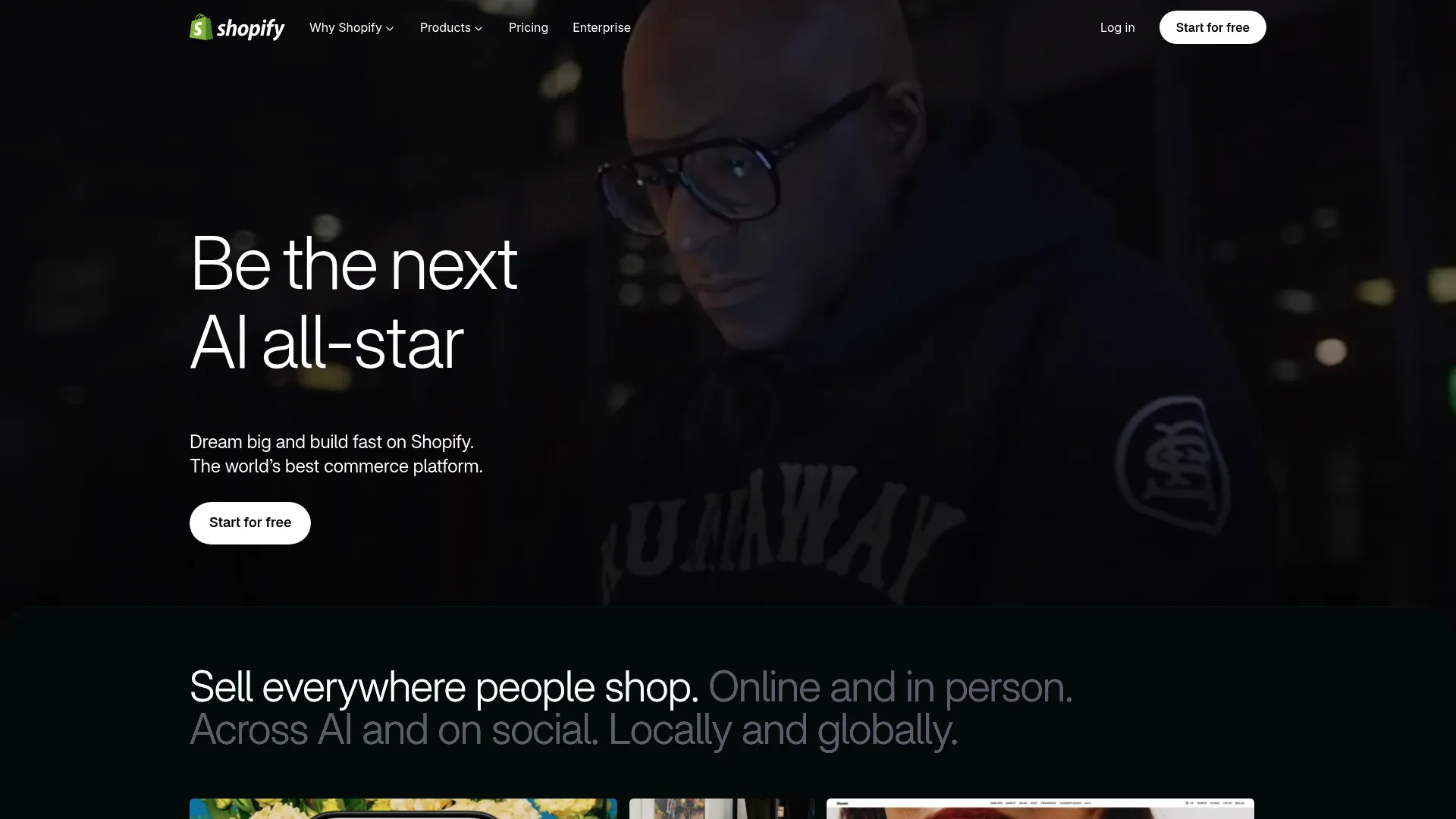 Screenshot of the Shopify homepage