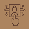 Icon of a finger pressing a touchpad with a lock symbol, representing security access or authentication.