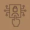 Icon of a finger pressing a touchpad with a lock symbol, representing security access or authentication.