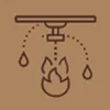 Icon of a kitchen faucet with a flame and water droplets, symbolizing gas and water connection.