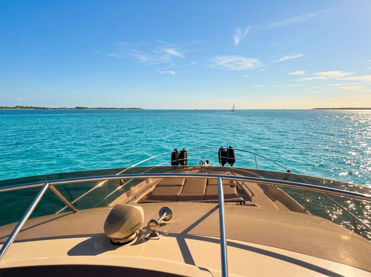SEVEN motor yacht on turquoise water contact for charter