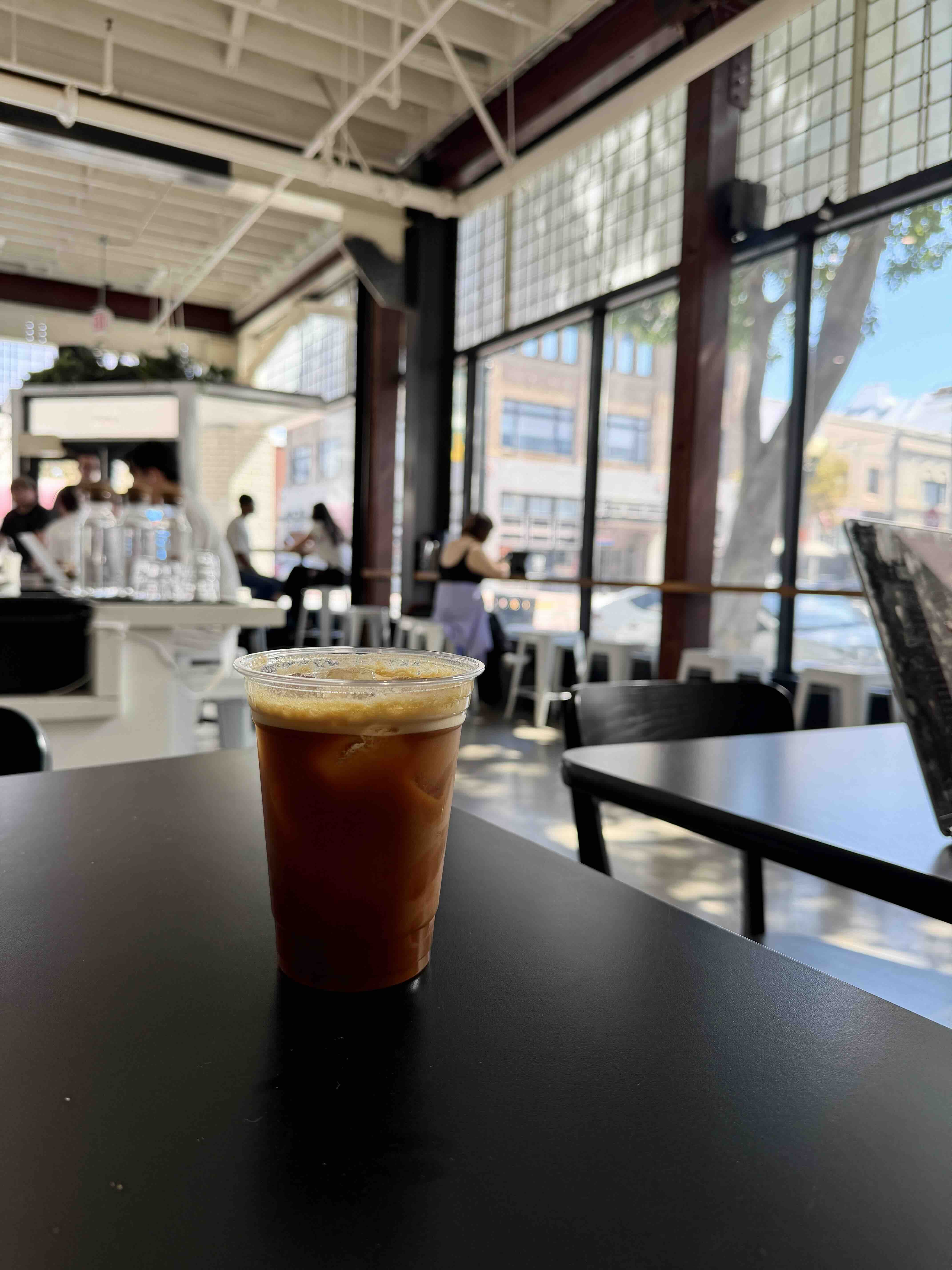 The Cavendish at Hopper & Burr — chilled house-made banana milk pulled with a precisely extracted espresso shot.