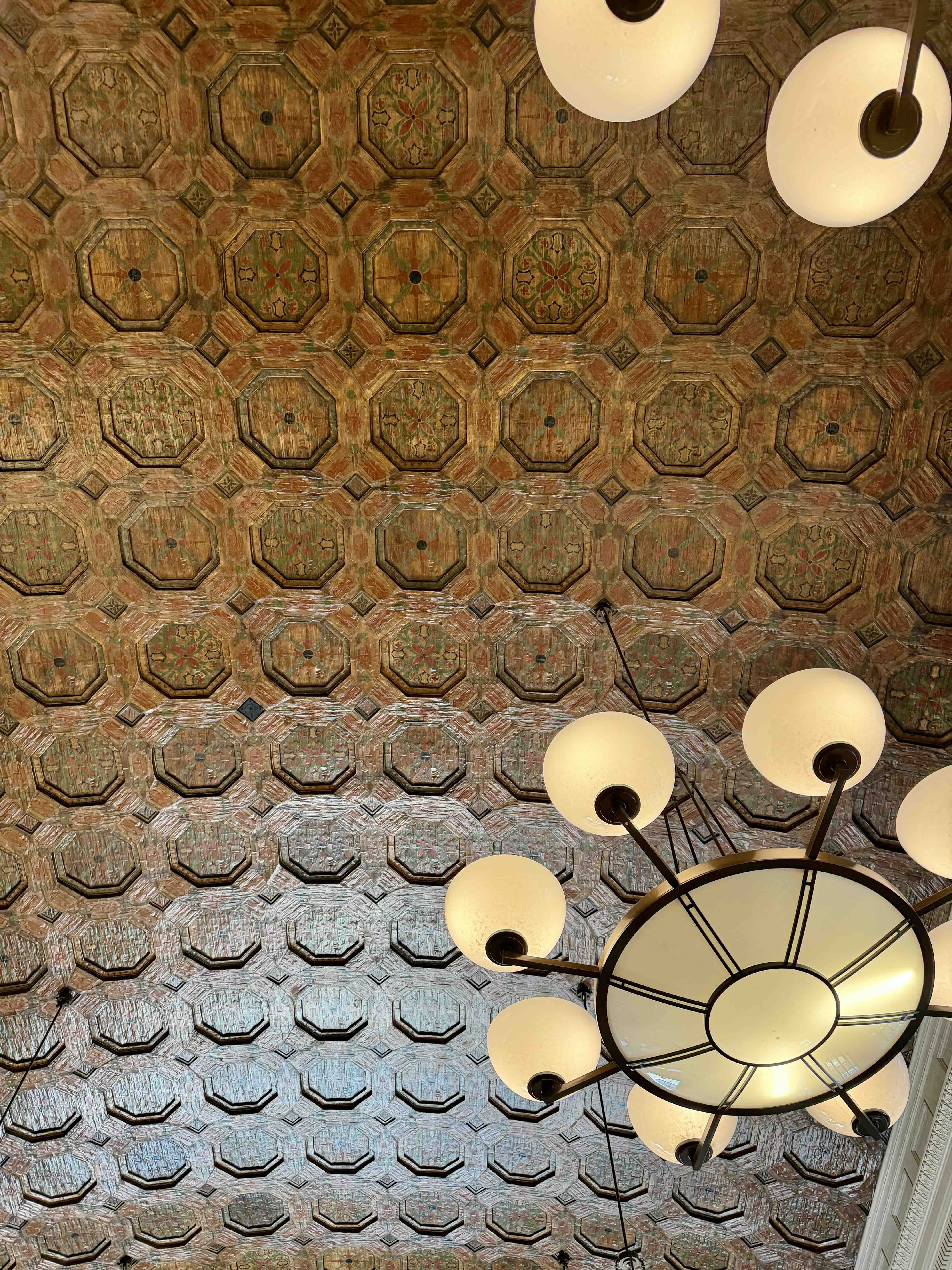 Ceiling detail inside the former bank space that Play Coffee occupies in Old Towne Orange.
