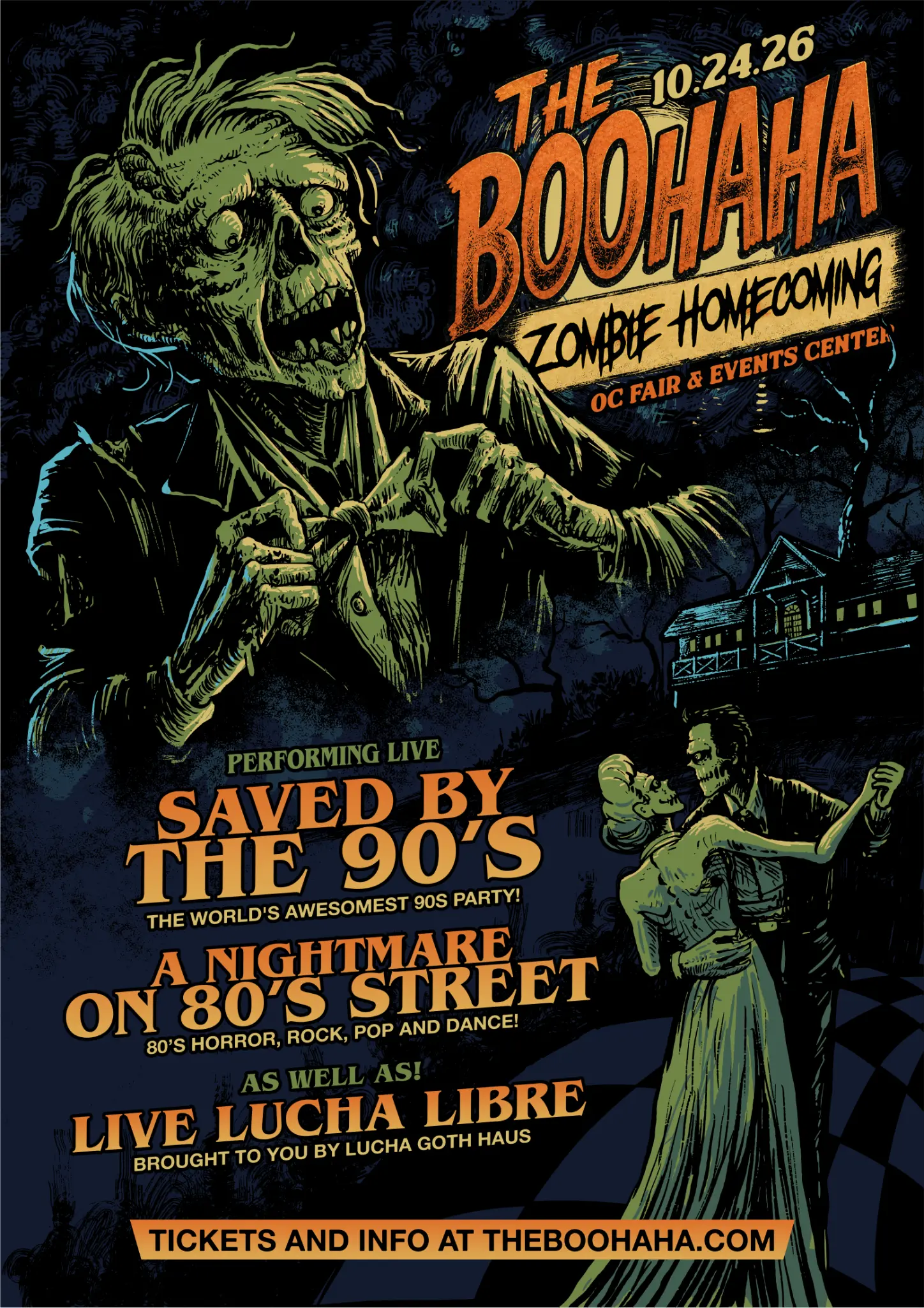 Boo Ha Ha: Zombie Homecoming at the OC Fair and Event Center in Costa Mesa, 21-plus Halloween tasting event.