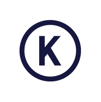 Capital letter K inside a dark circular border on a white background.