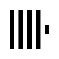Five vertical black bars of different heights with a short horizontal bar on the right.