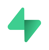 Abstract green geometric shape with two overlapping triangles pointing left and right.