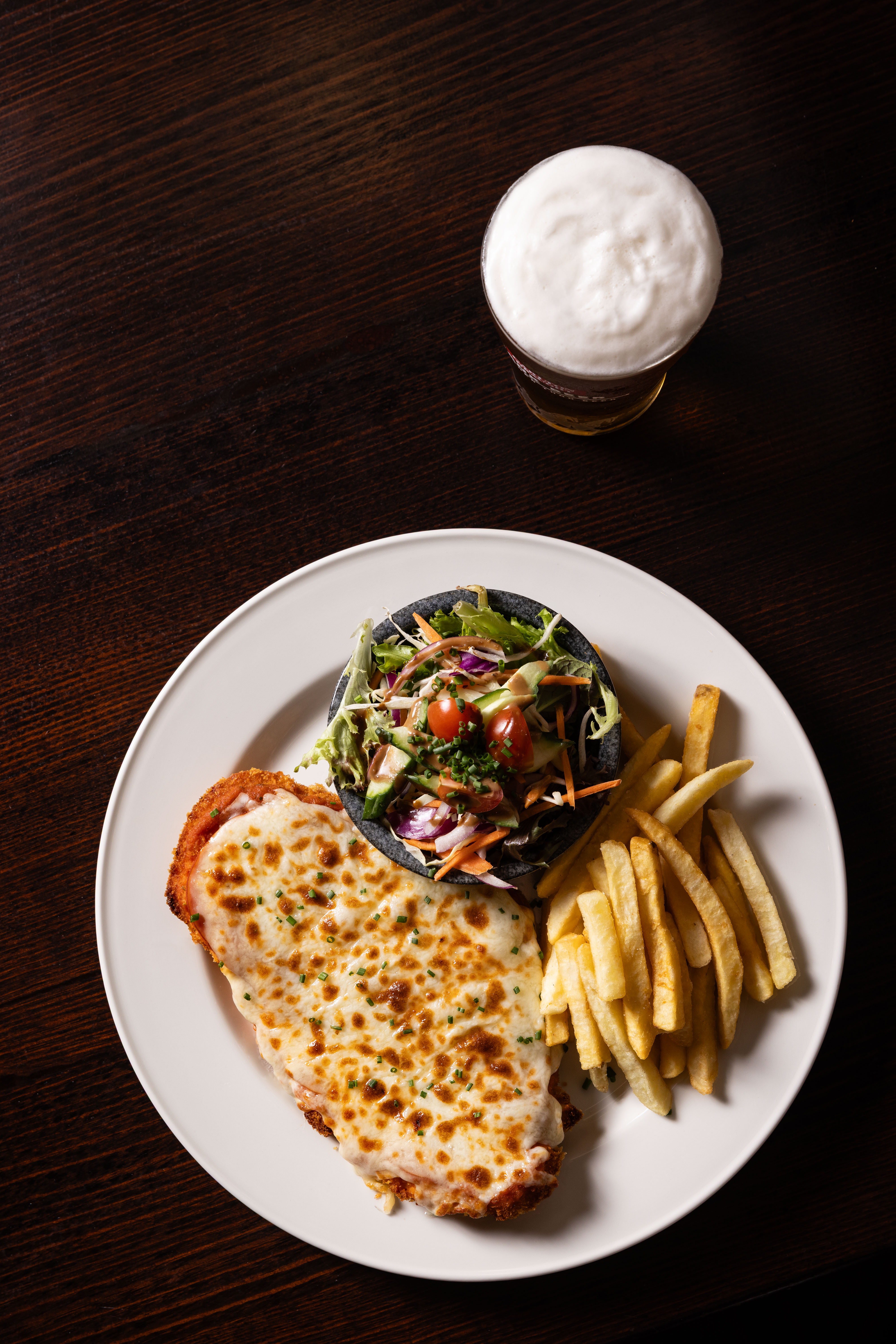 Chicken Parmigiana and Black Angus Beef Burger