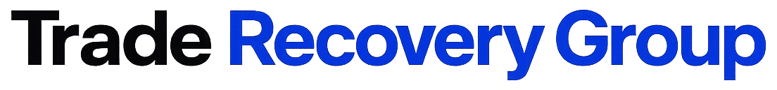 Trade Recovery Group text logo with 'Trade' in black and 'Recovery Group' in blue.