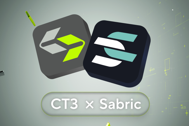 CT3 and Sabric Logistics Ltd partnership announcement banner for an 8-year decentralized storage agreement.