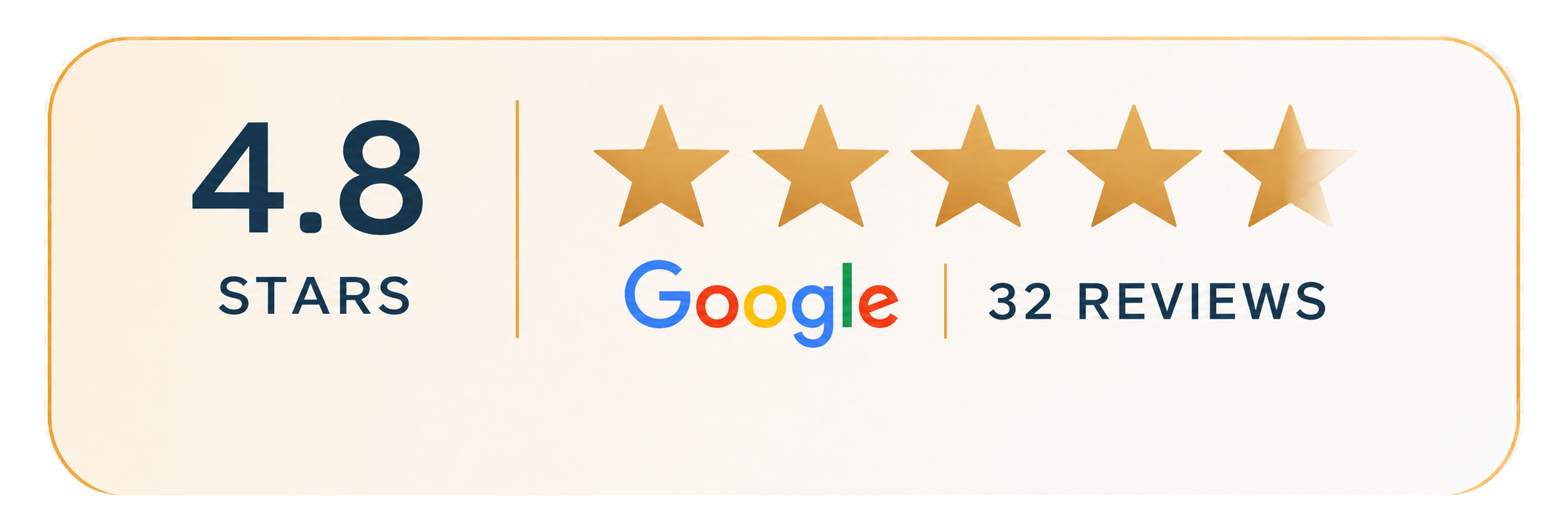 Google rating of 4.8 stars based on 32 reviews with four and a half gold stars shown.