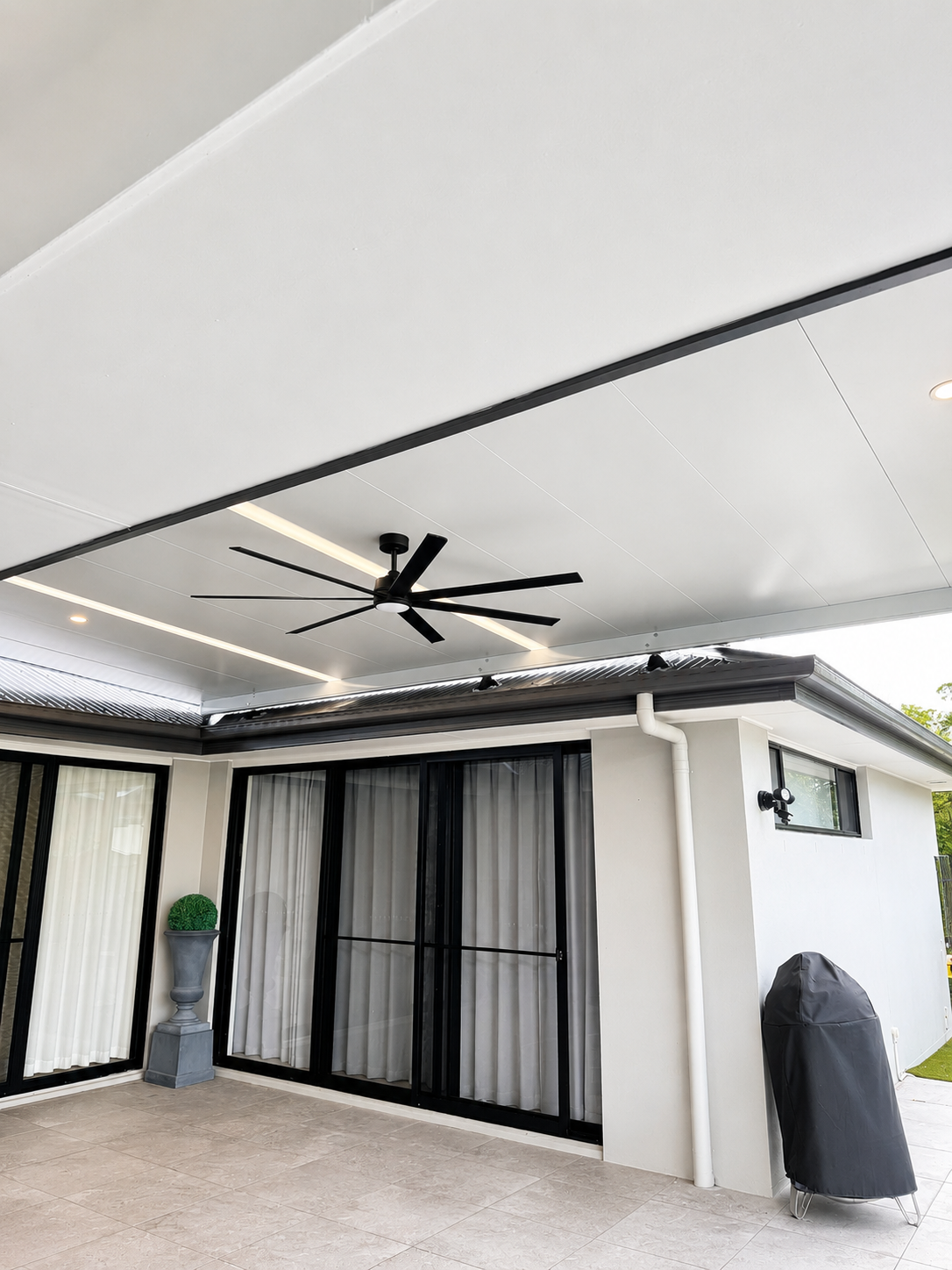Side view of the Yandina Eclipse Opening Roof with the louvres open.