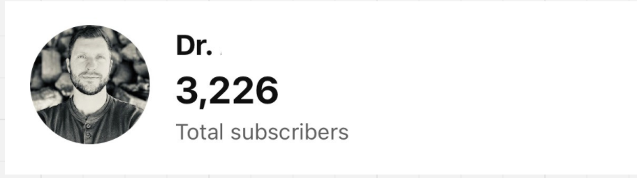 Dr. Adam YouTube after DMV - 3,226 subscribers