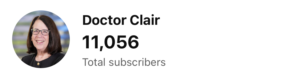 Doctor Clair YouTube after DMV - 10,800 subscribers