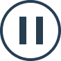 Pause symbol with two vertical bars inside a circle.