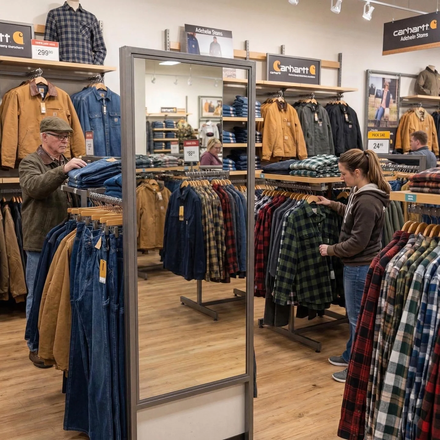 Inside the store, customers browsing the racks
