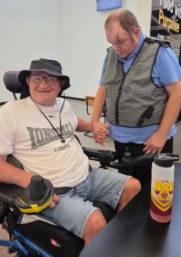 Participant Barry catching up with an old friend
