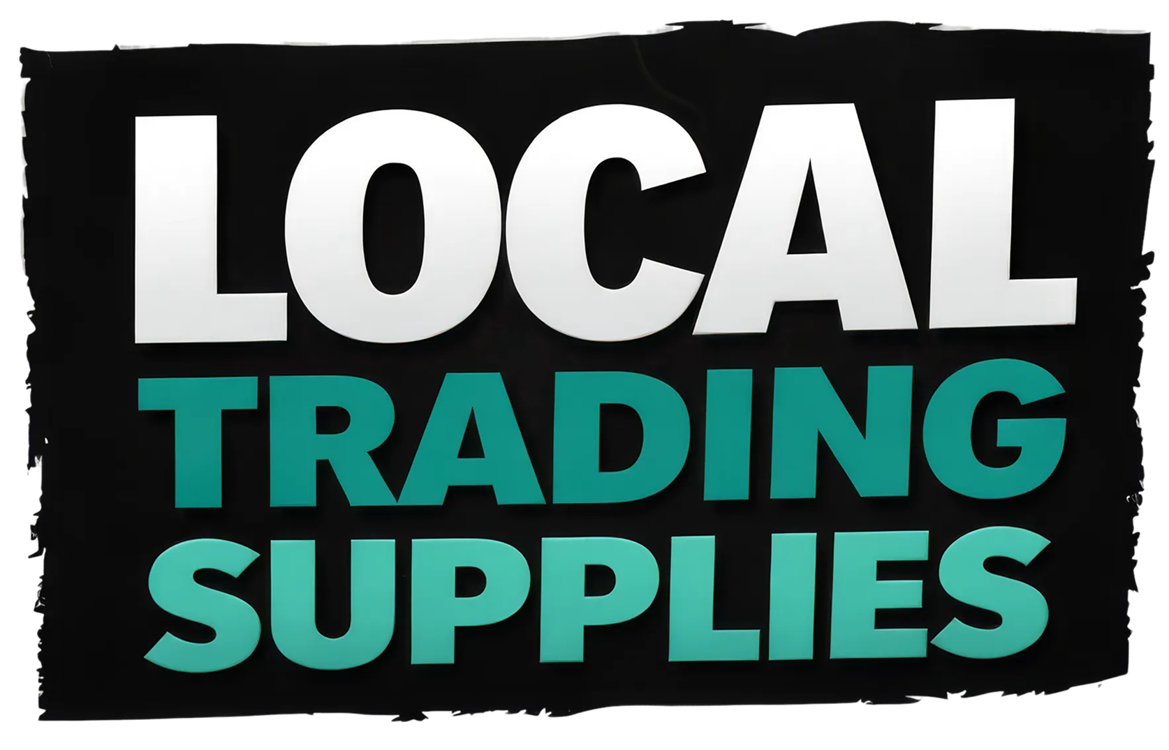Text reading 'LOCAL TRADING SUPPLIES' with LOCAL in white and TRADING SUPPLIES in shades of teal on a black background.