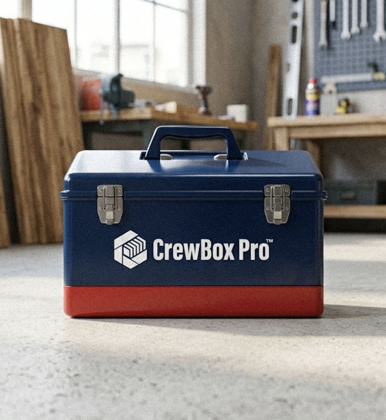 Branded merchandise design for CrewBox, contractor management app brand identity