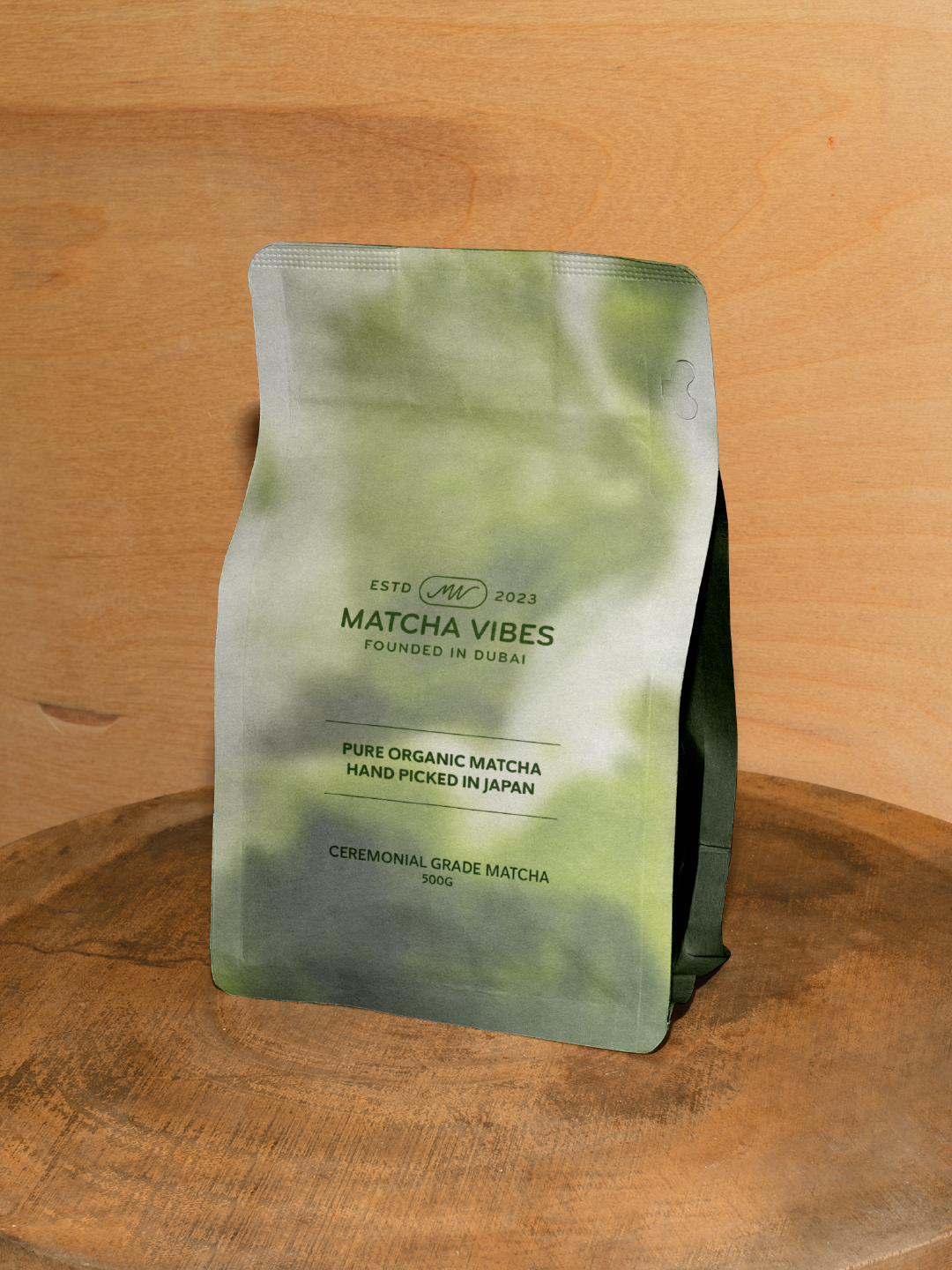 Food packaging design for matcha cafe brand identity