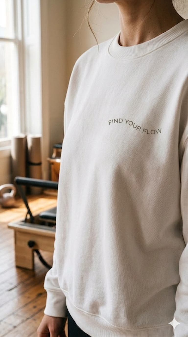 Front seater design for Revelstoke wellness studio merchandise, Flow Space Studio