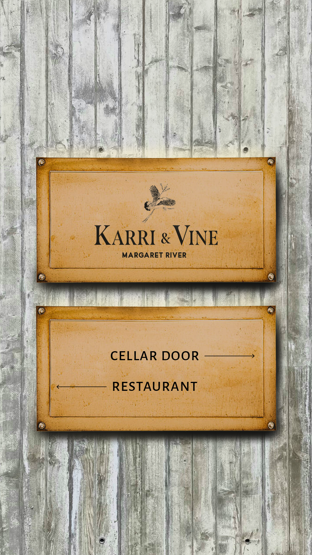 Wayfinding signage design for Australian vineyard brand identity