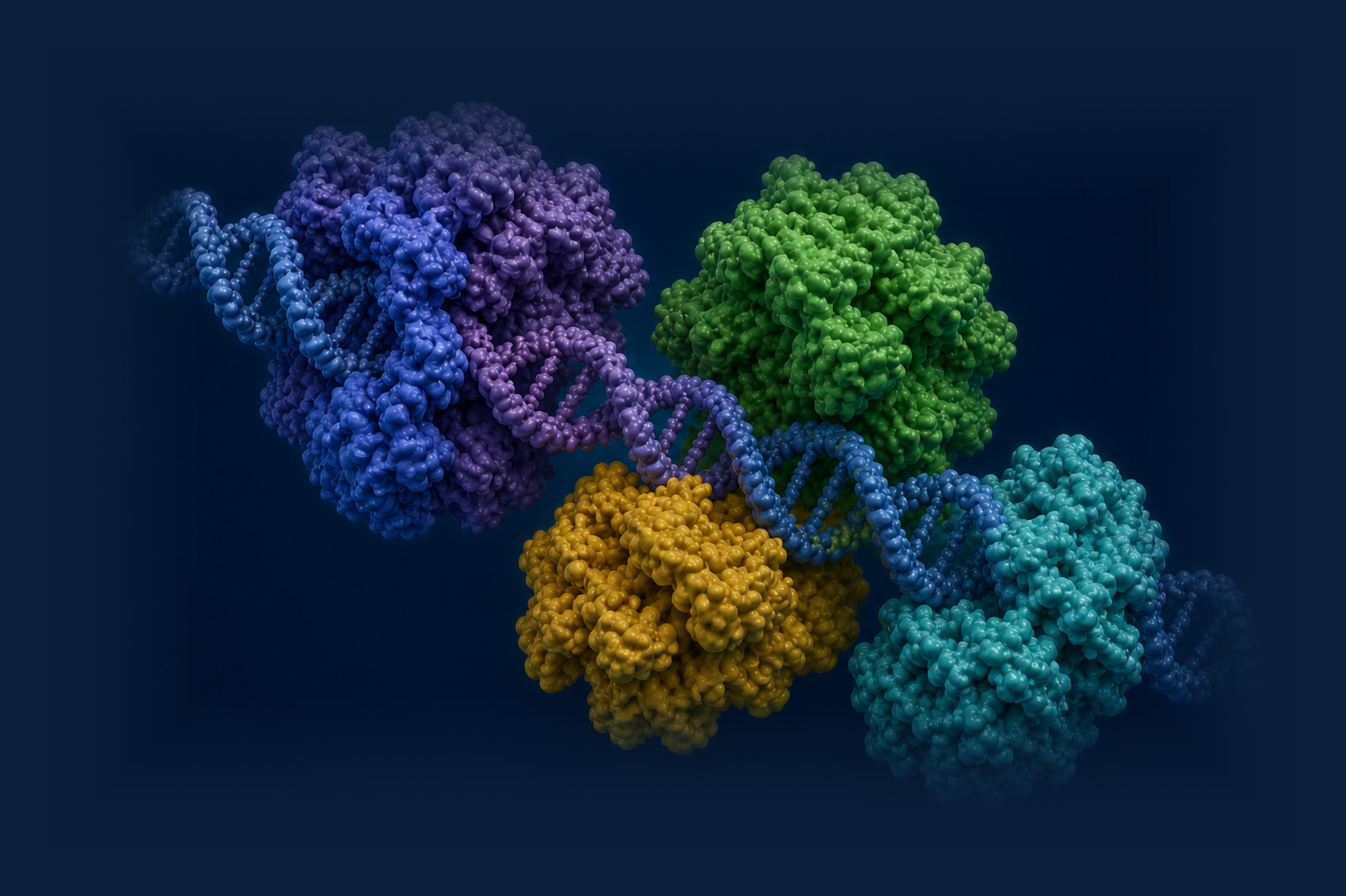 3D render of enzyme-DNA complex