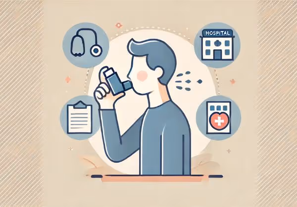 A person using an inhaler for asthma management