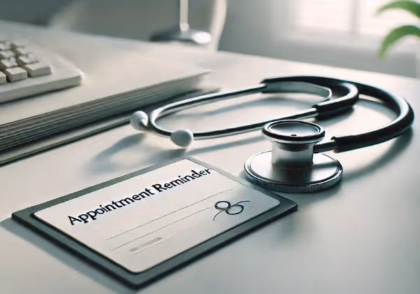 Stethoscope next to appointment card