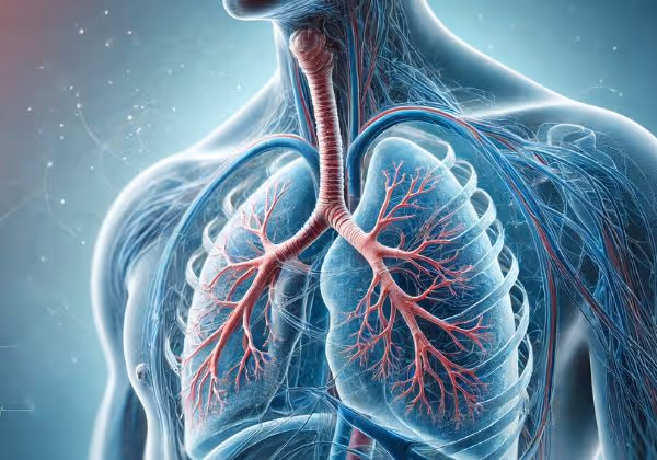 স্বচ্ছ বুকের মধ্যে ব্রঙ্কাল কাঠামোকে হাইলাইট করে মানব ফুসফুসের চিকিৎসা চিত্র